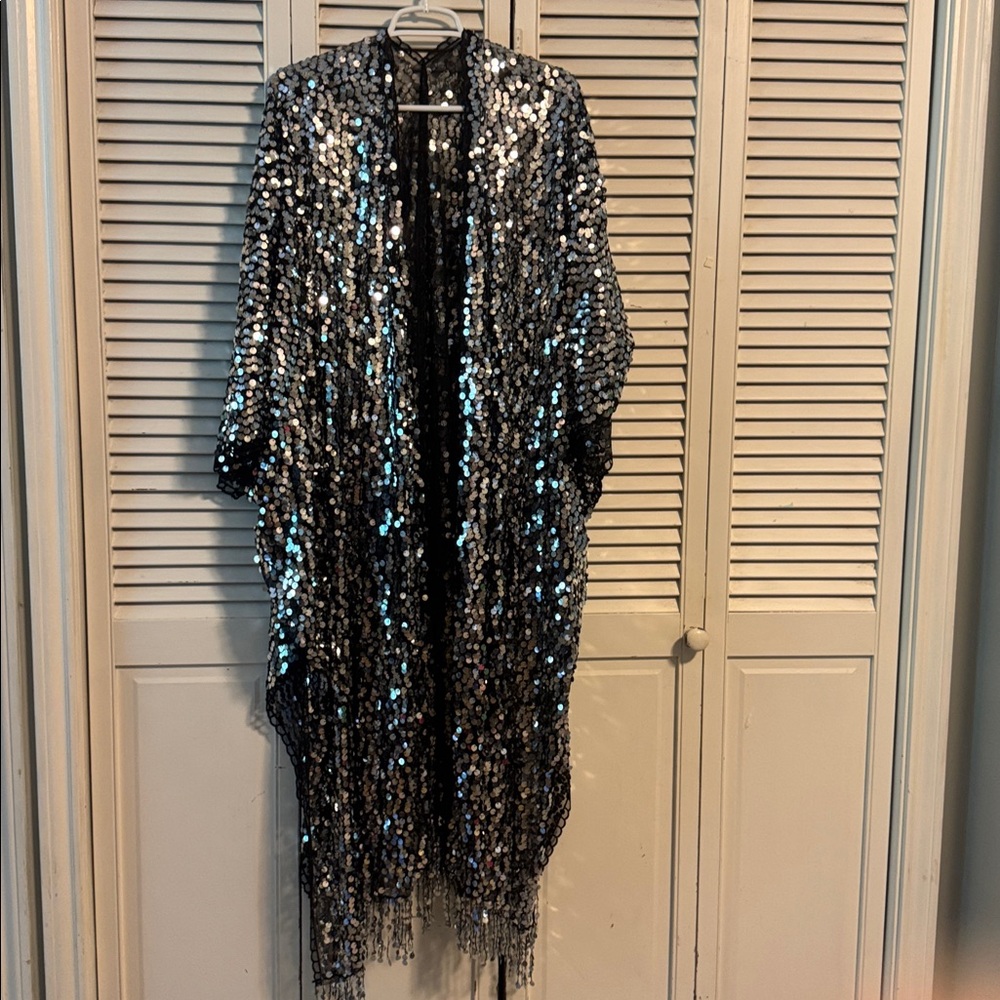 Silver Sequin Kimono